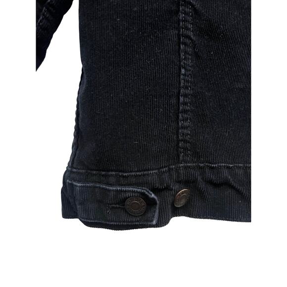 Levis Black Corduroy Button Up Trucker Jacket Small Sherpa Lined Flap Pockets - Picture 7 of 9